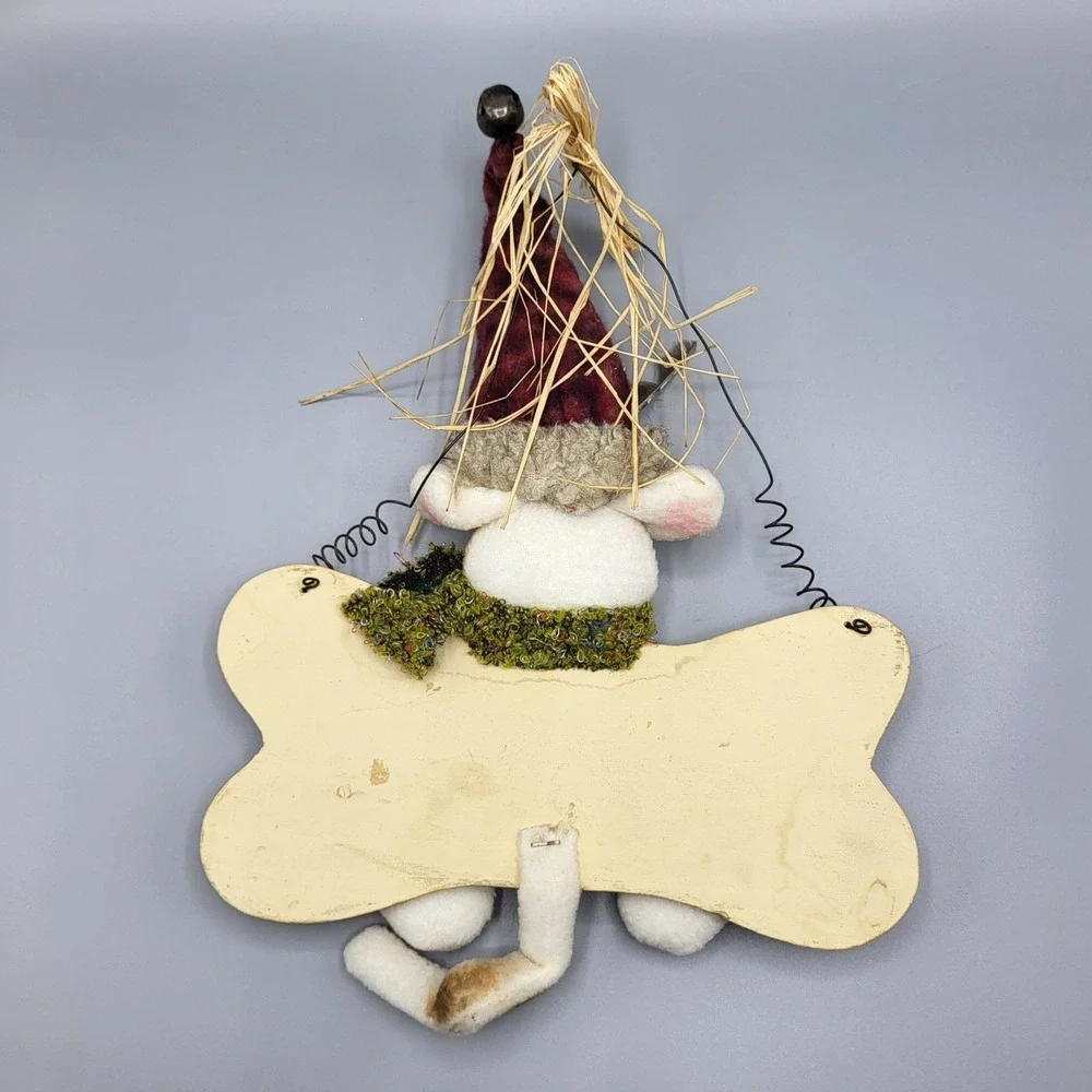 Vintage Puppy Dog Welcome Sign Wooden Wall Door 3D Hanging Plush Wood